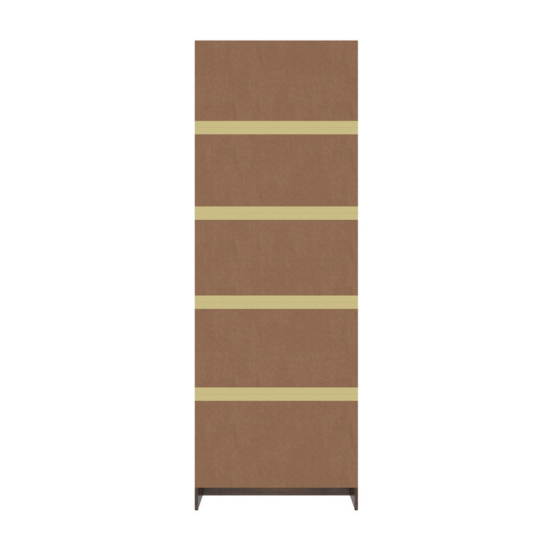 Oikiture Tall Bookcase Display Shelf 2 Door Adjustable Cabinet Walnut