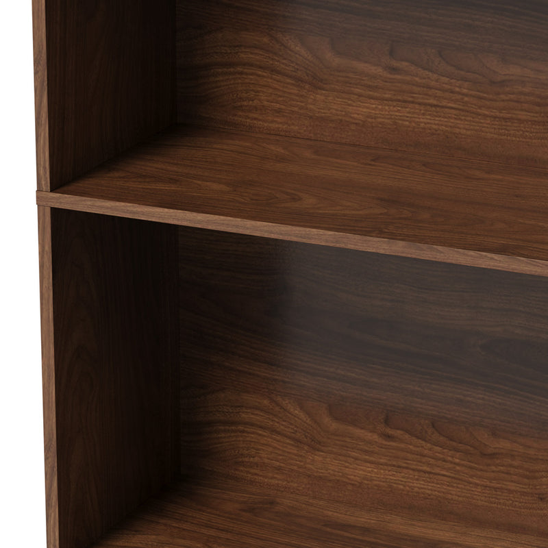 Oikiture Tall Bookcase Display Shelf 2 Door Adjustable Cabinet Walnut