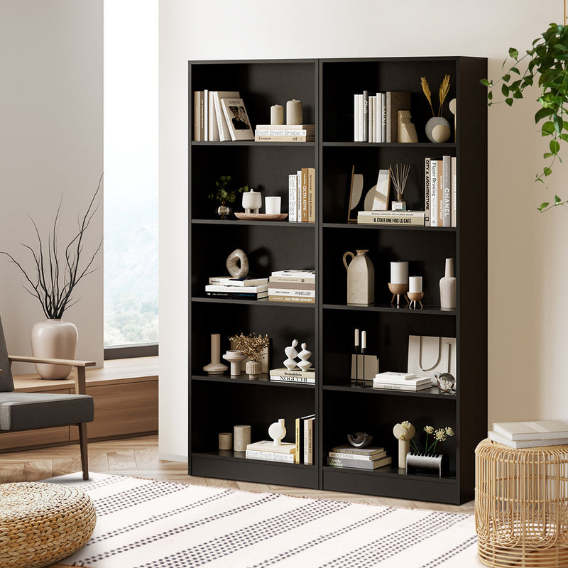 Oikiture Bookshelf Display Shelf 5-Tier Black