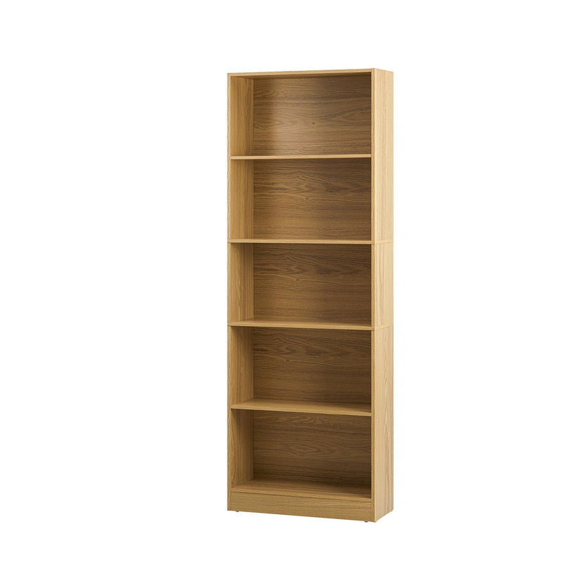 Oikiture Bookshelf Display Shelf 5-Tier Natural