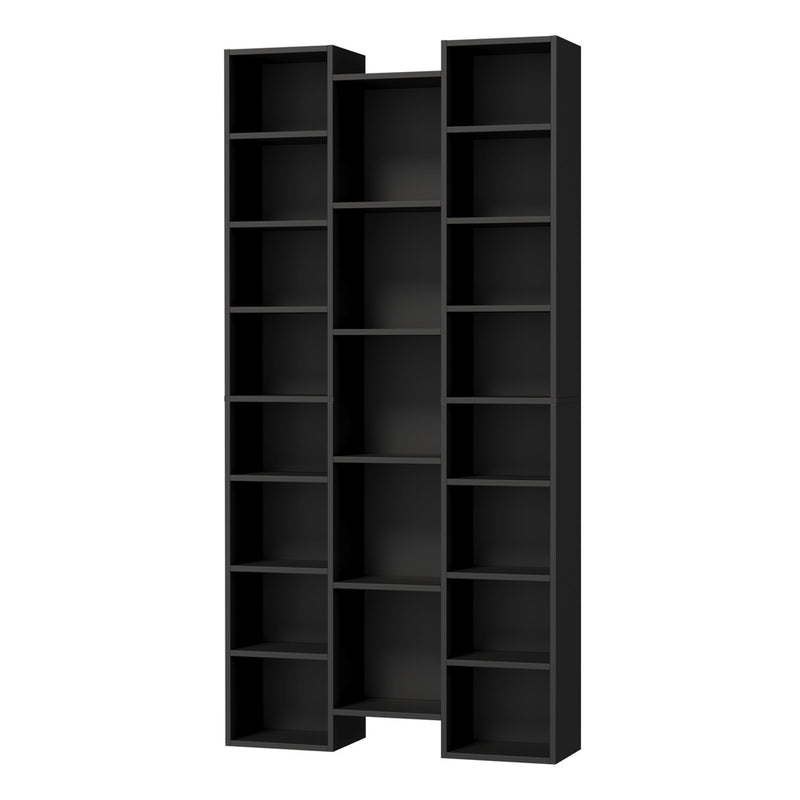 Oikiture Bookshelf Display Shelf CD DVD Storage Media Rack Black