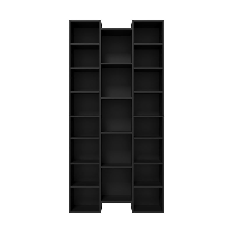 Oikiture Bookshelf Display Shelf CD DVD Storage Media Rack Black
