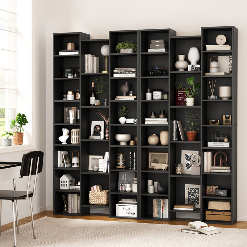 Oikiture Bookshelf Display Shelf CD DVD Storage Media Rack Black