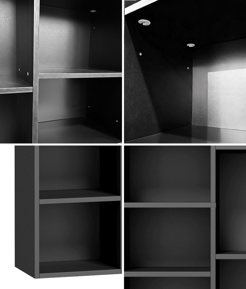 Oikiture Bookshelf Display Shelf CD DVD Storage Media Rack Black