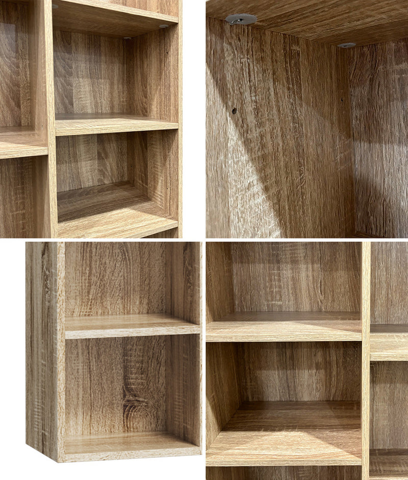Oikiture Bookshelf Display Shelf CD DVD Storage Media Rack Natural