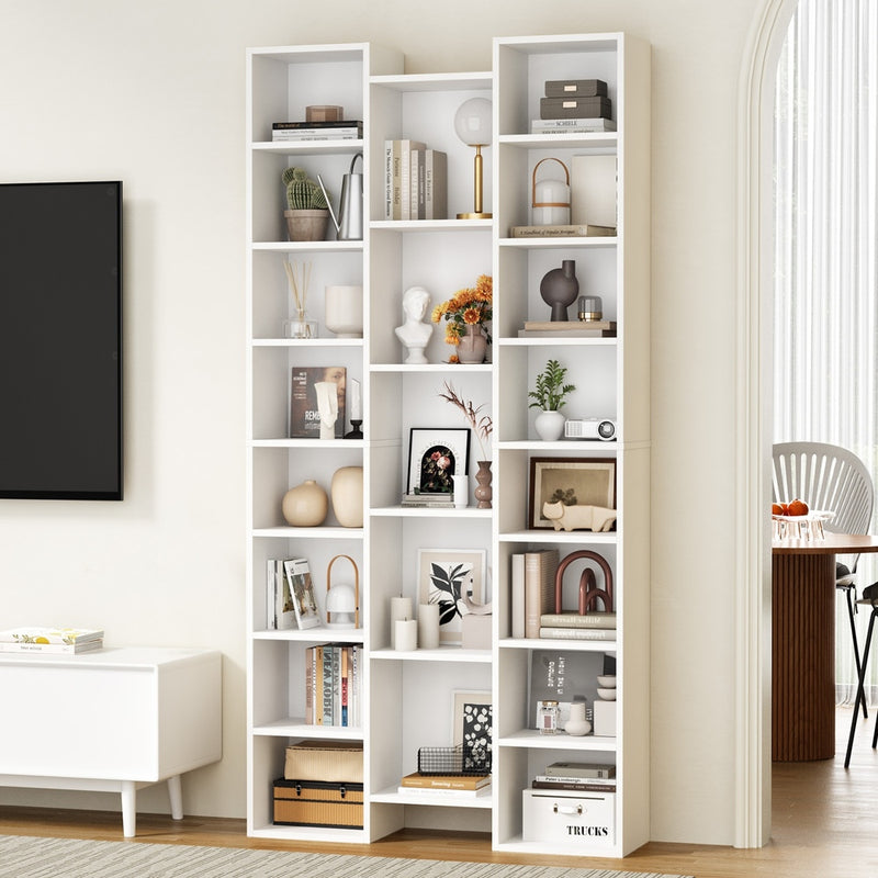 Oikiture Bookshelf Display Shelf CD DVD Storage Media Rack White