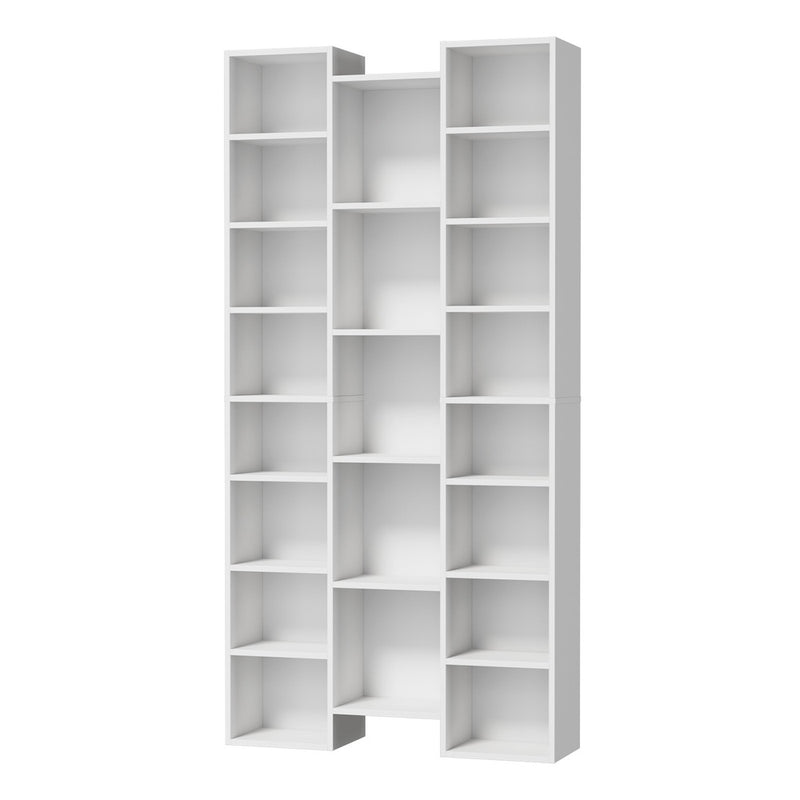Oikiture Bookshelf Display Shelf CD DVD Storage Media Rack White