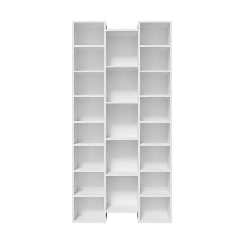 Oikiture Bookshelf Display Shelf CD DVD Storage Media Rack White
