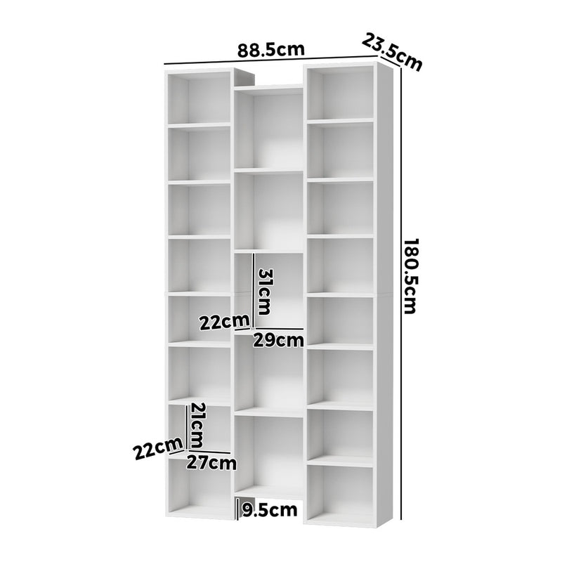 Oikiture Bookshelf Display Shelf CD DVD Storage Media Rack White