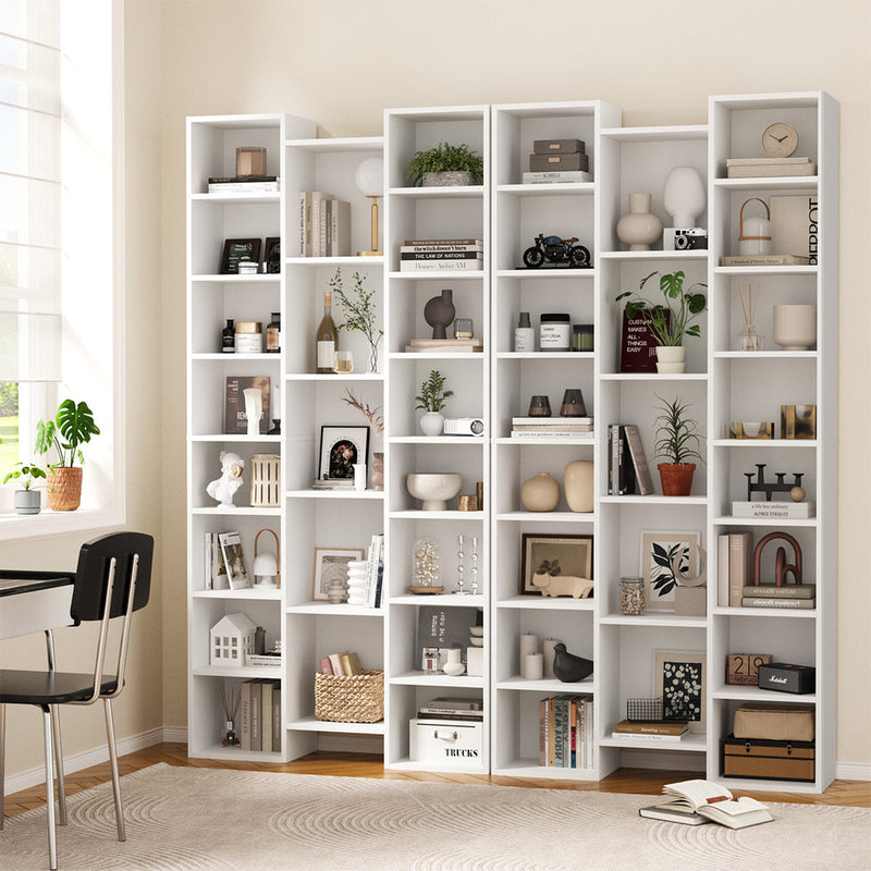 Oikiture Bookshelf Display Shelf CD DVD Storage Media Rack White