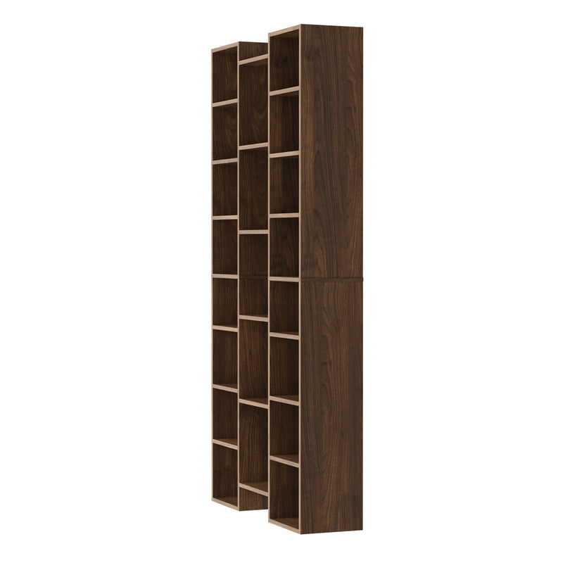 Oikiture Bookshelf Display DVD Storage Rack Stand Bookcase Walnut