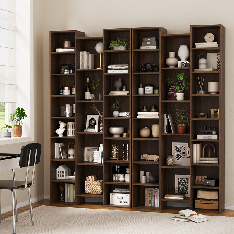 Oikiture Bookshelf Display DVD Storage Rack Stand Bookcase Walnut
