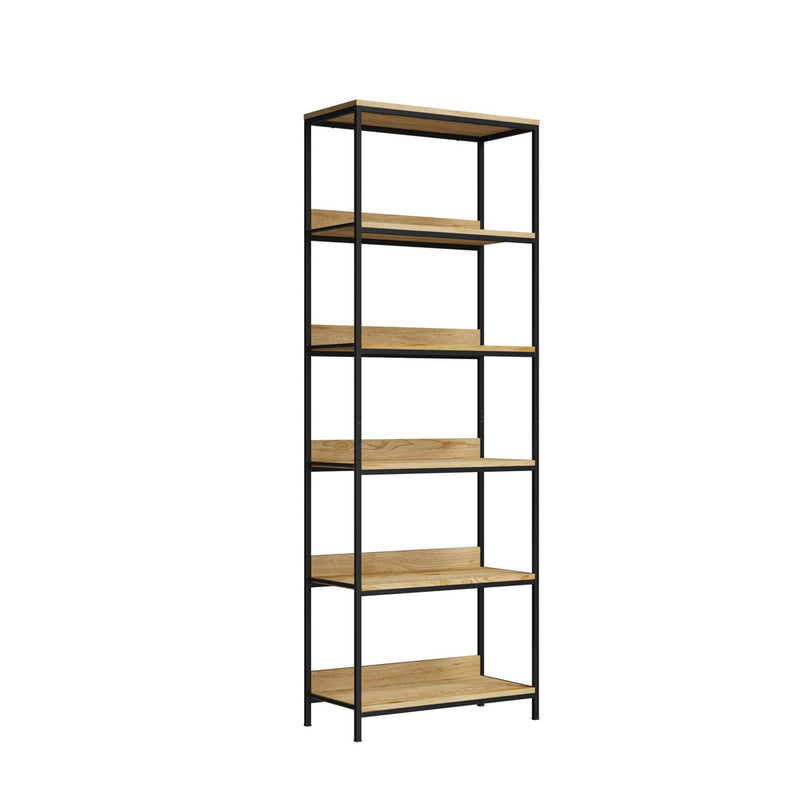 Oikiture Display Shelf 5 Tier Storage Shelves Black&Natural