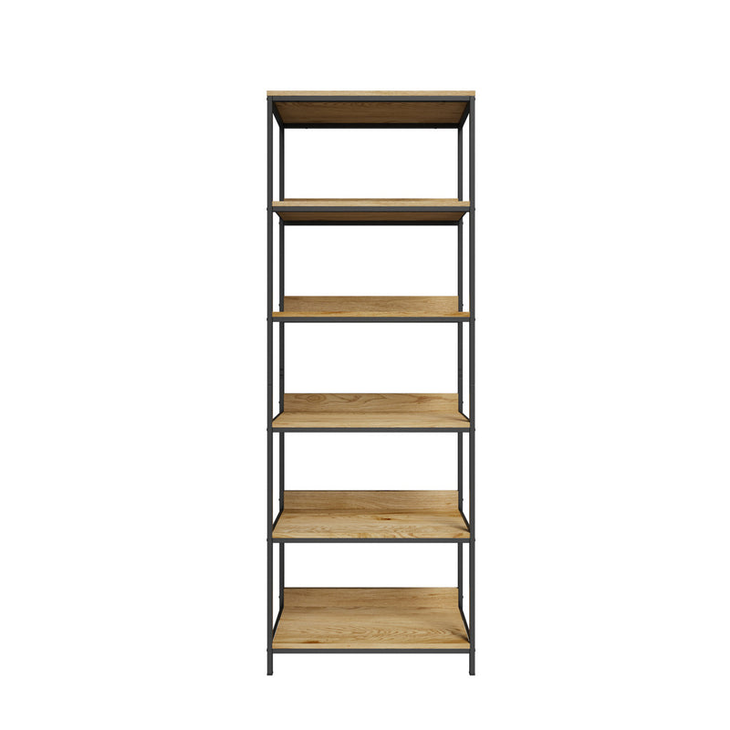 Oikiture Display Shelf 5 Tier Storage Shelves Black&Natural