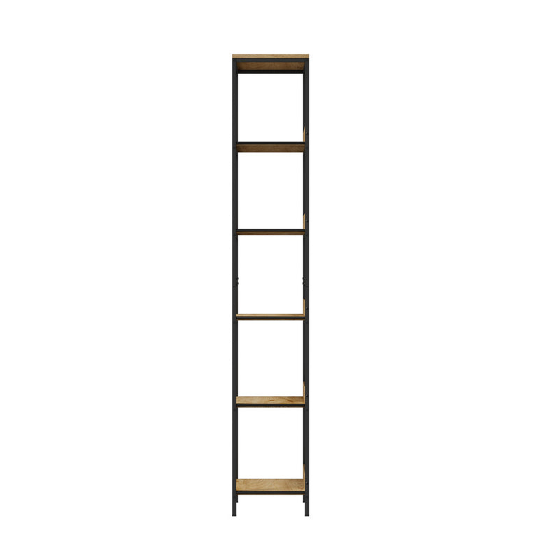 Oikiture Display Shelf 5 Tier Storage Shelves Black&Natural