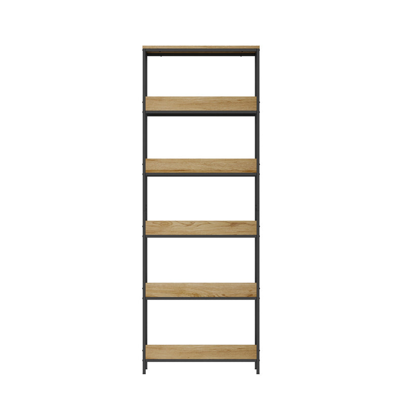 Oikiture Display Shelf 5 Tier Storage Shelves Black&Natural