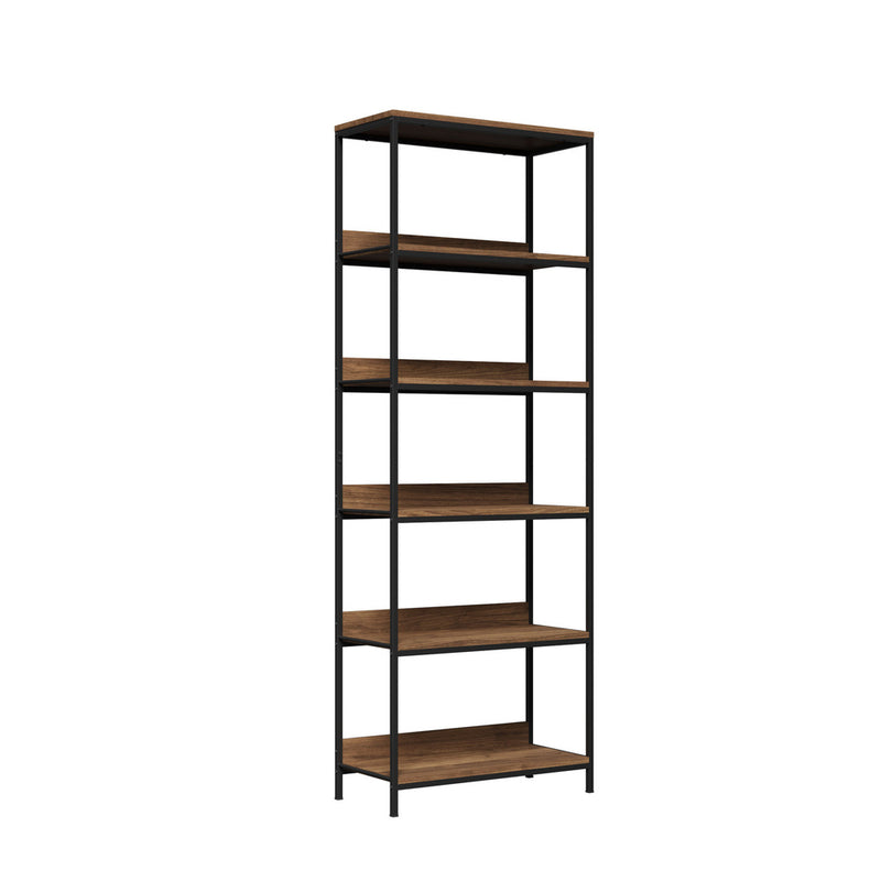Oikiture Display Shelf 5 Tier Storage Shelves Black&Walnut