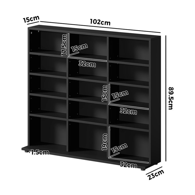 Oikiture Bookshelf Display Shelf Bookcase CD Media Storage Rack Black
