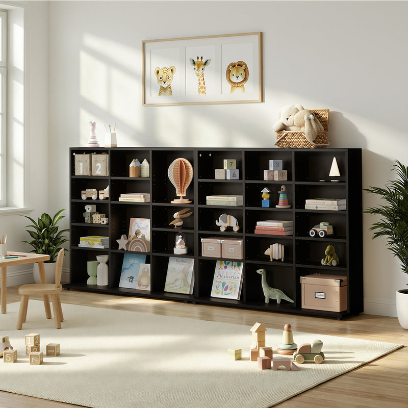 Oikiture Bookshelf Display Shelf Bookcase CD Media Storage Rack Black