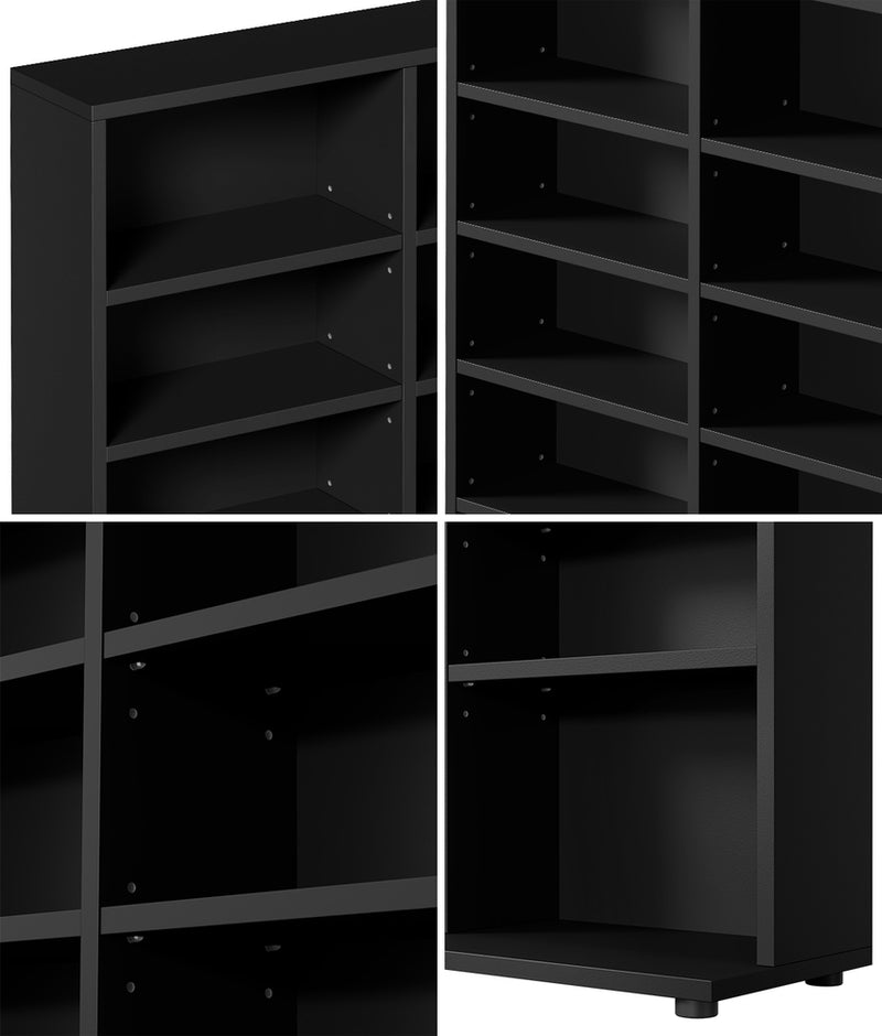 Oikiture Bookshelf Display Shelf Bookcase CD Media Storage Rack Black