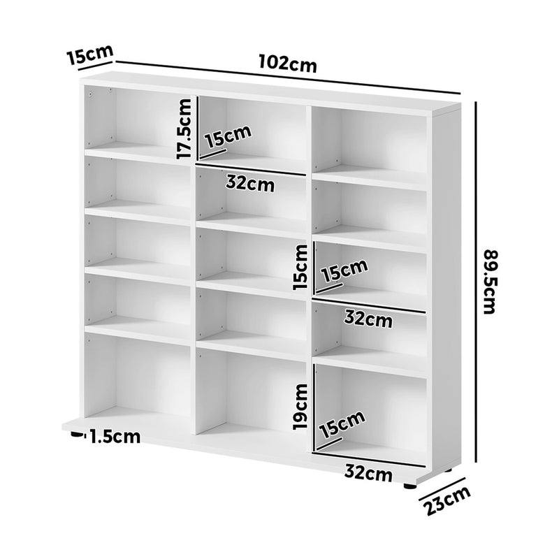 Oikiture Bookshelf Display Shelf Bookcase CD Media Storage Rack White