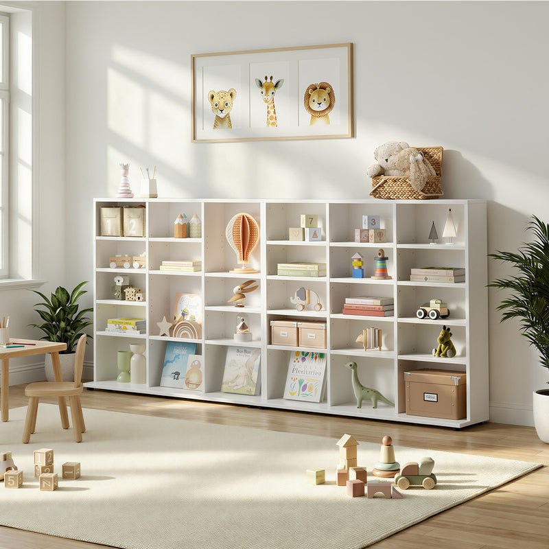 Oikiture Bookshelf Display Shelf Bookcase CD Media Storage Rack White