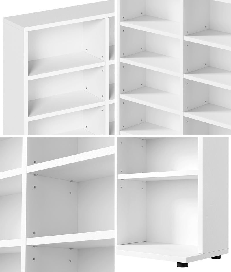 Oikiture Bookshelf Display Shelf Bookcase CD Media Storage Rack White