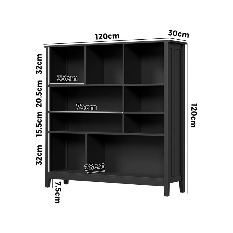 Oikiture Bookshelf Bookcase Display Shelf 4-Tier Storage Cabinet Black