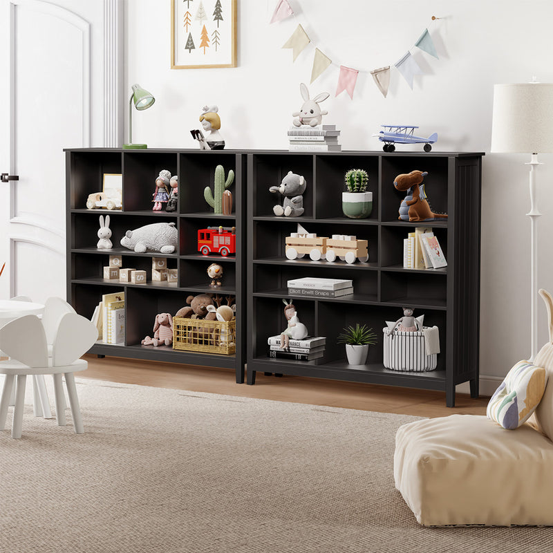 Oikiture Bookshelf Bookcase Display Shelf 4-Tier Storage Cabinet Black