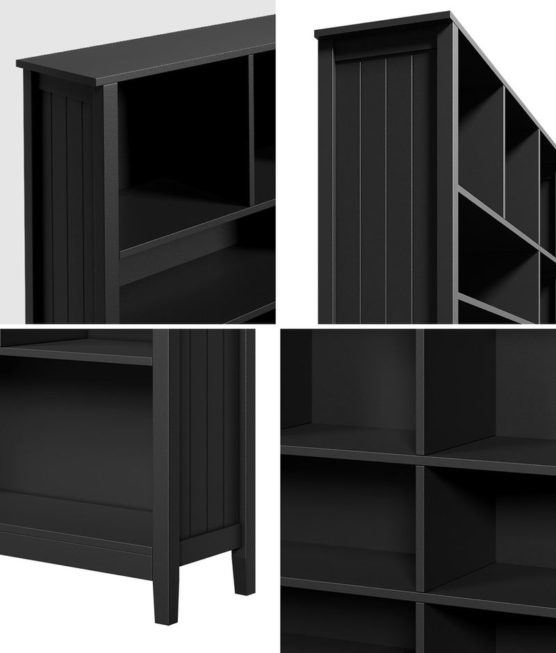 Oikiture Bookshelf Bookcase Display Shelf 4-Tier Storage Cabinet Black