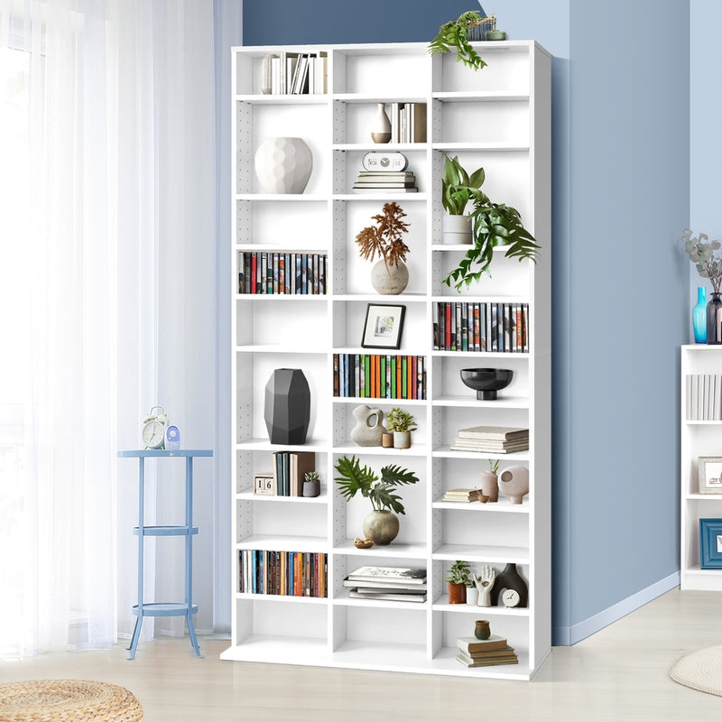 Oikiture Media Display Shelf 1044 CD/DVD Adjustable White