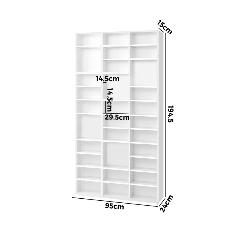 Oikiture Media Display Shelf 1044 CD/DVD Adjustable White