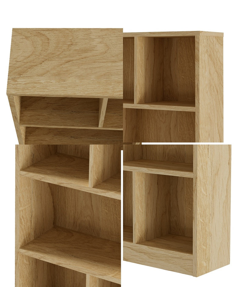 Oikiture Bookshelf Display Shelves Unit Storage Organizer Natural
