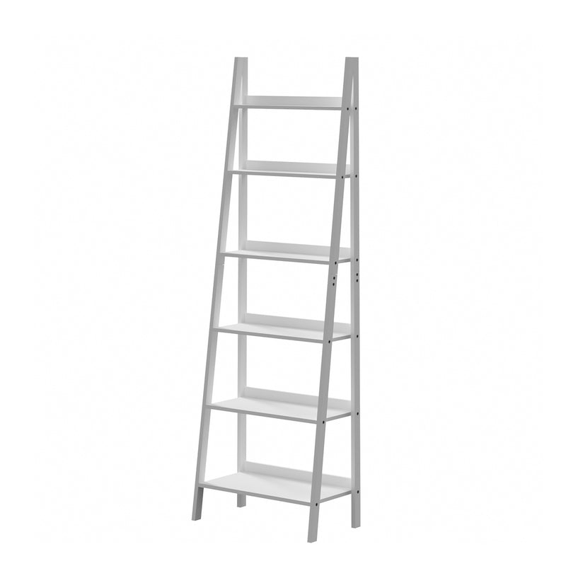 Oikiture Corner Ladder Shelf 6-Tier Display Rack White