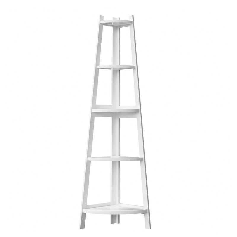 Oikiture Corner Ladder Shelf 5-Tier Display Shelf White