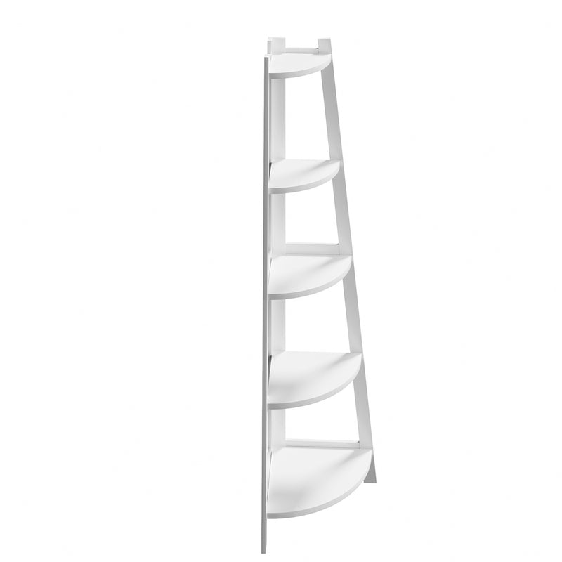 Oikiture Corner Ladder Shelf 5-Tier Display Shelf White