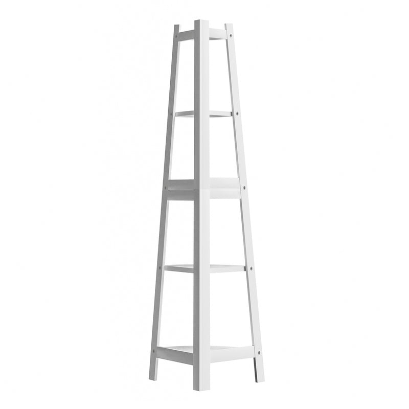 Oikiture Corner Ladder Shelf 5-Tier Display Shelf White