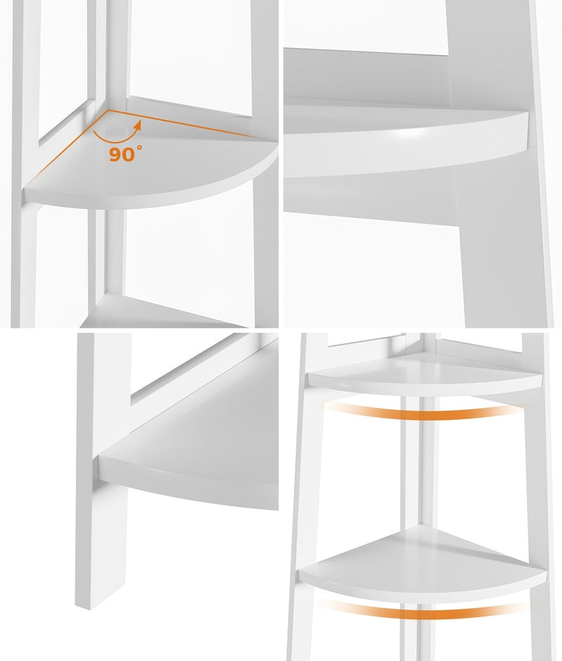Oikiture Corner Ladder Shelf 5-Tier Display Shelf White