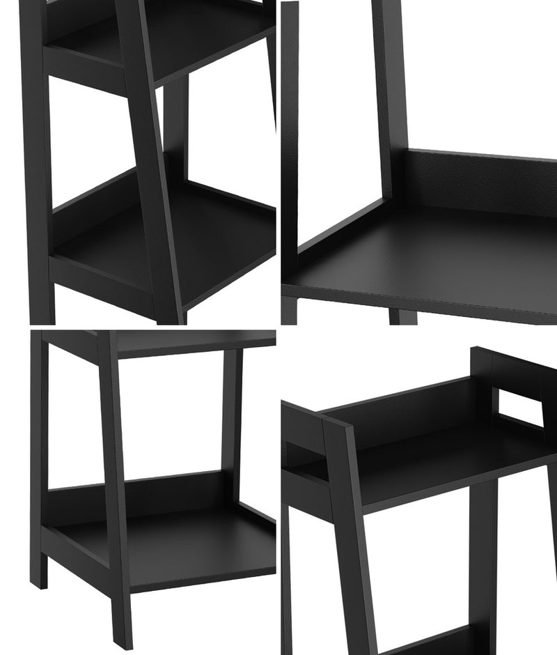 Oikiture Display Shelf 4 Tier Corner Ladder Shelves Black