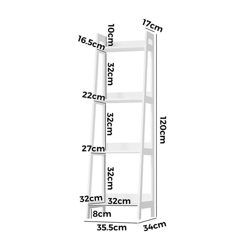 Oikiture Display Shelf 4 Tier Corner Ladder Shelves White