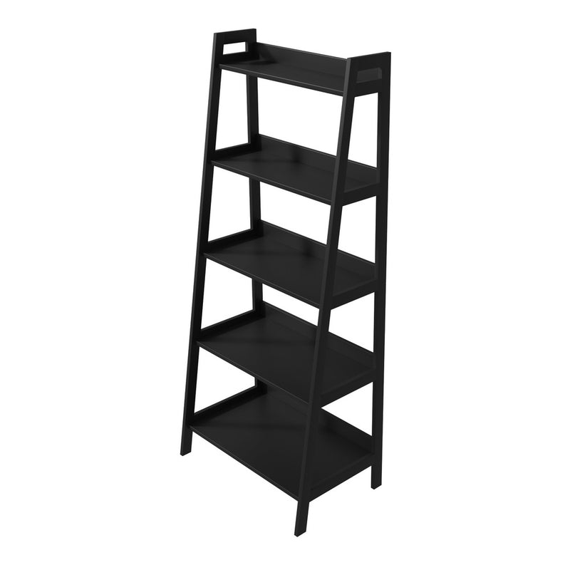 Oikiture Bookshelf 5 Tier Corner Ladder Display Rack Black