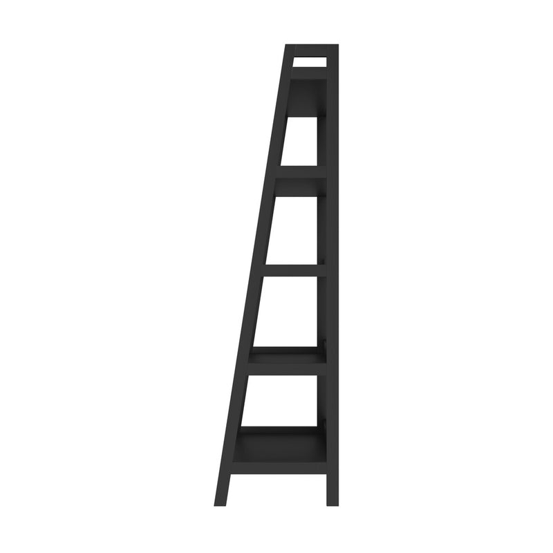 Oikiture Bookshelf 5 Tier Corner Ladder Display Rack Black