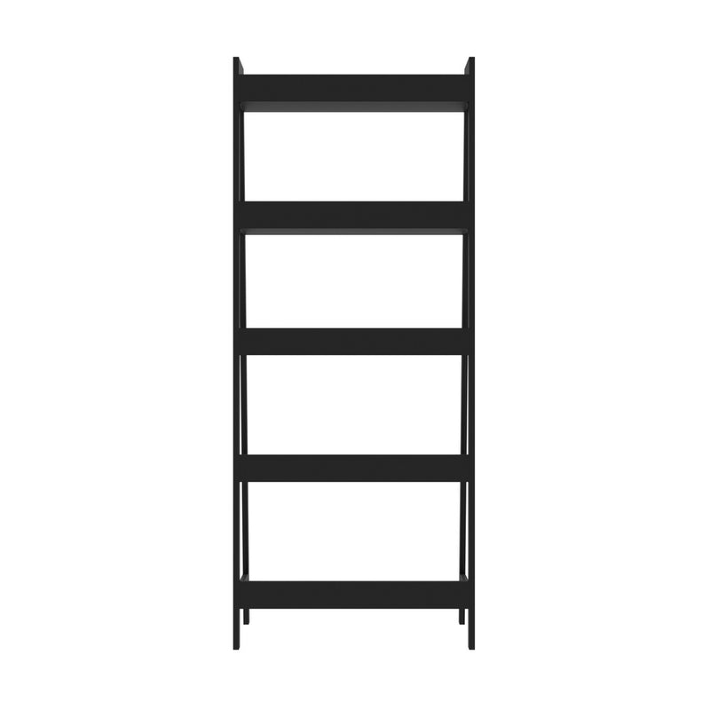 Oikiture Bookshelf 5 Tier Corner Ladder Display Rack Black