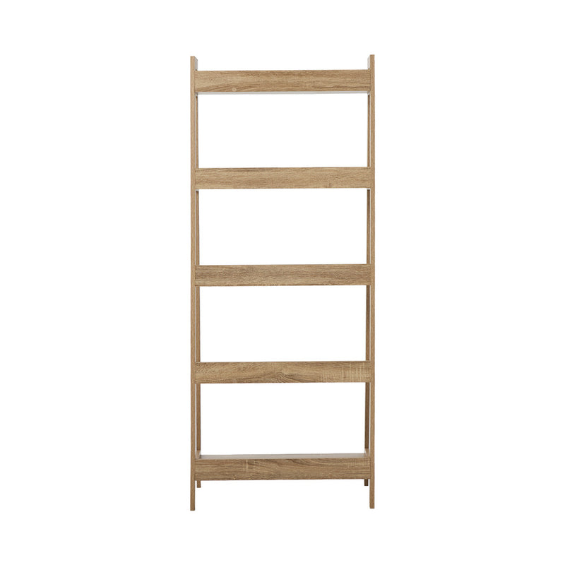 Oikiture Bookshelf 5 Tier Corner Ladder Display Rack Natural