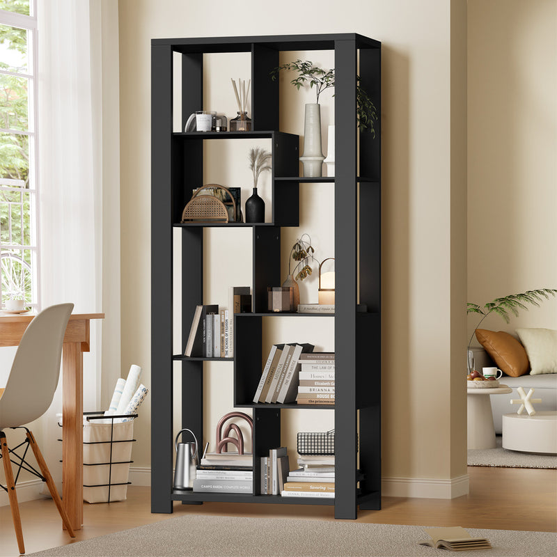 Oikiture Display Shelf Open Multi-tier Shelves Black