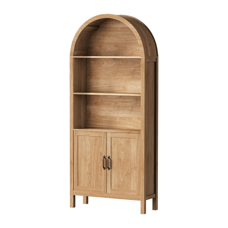 Oikiture Arched Bookshelf Display Case Bookshelves Storage Cabinet