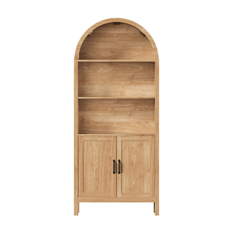 Oikiture Arched Bookshelf Display Case Bookshelves Storage Cabinet