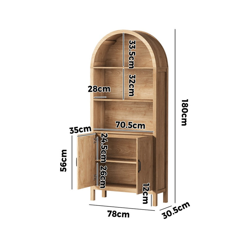 Oikiture Arched Bookshelf Display Case Bookshelves Storage Cabinet