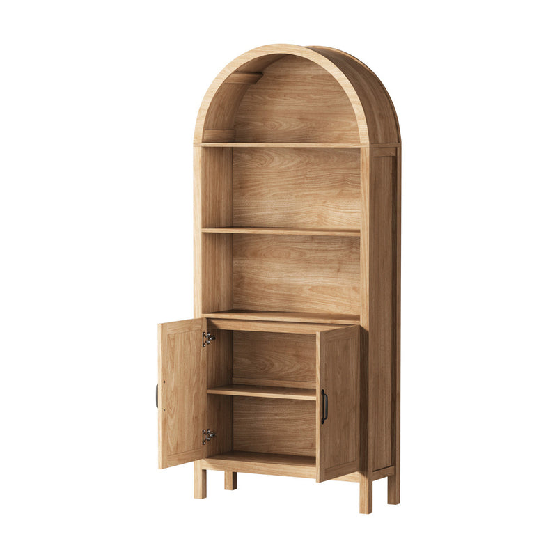 Oikiture Arched Bookshelf Display Case Bookshelves Storage Cabinet