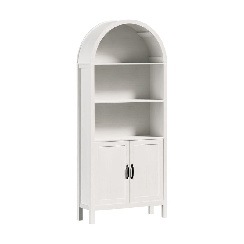 Oikiture Arched Bookshelf Display Shelf Bookcase Storage White
